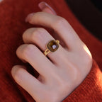 Bague en pierre naturelle Œil de Tigre, bague exquise pour l'index - La pierre du courage pour la réussite professionnelle