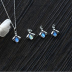 Pendentif Trèfle à quatre feuilles bleu en cristal naturel – Cadeau porte-bonheur pour elle / Maman