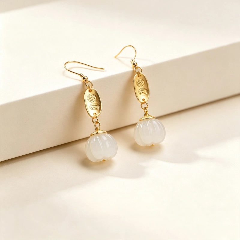 Boucles d'oreilles Lotus Éveil en Jade Hetian Naturel