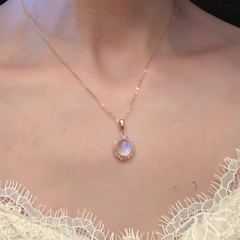 Sweet Falling Dream Galaxy Moonstone Necklace – Gentle Intuition, Feminine Protection