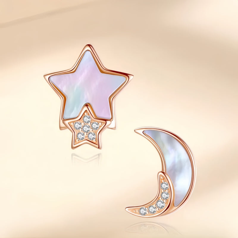 Beimu Star Moon Asymmetric Earrings - Awakens Your Inner Intuition