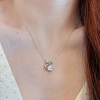 Collier Lune et Étoile en Citrine Naturelle/Quartz Transparent - Attire la Richesse, Purifie l'Aura