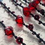 Red Rose Garnet Macrame Bracelet - Vitality & Devotion Energy Healing