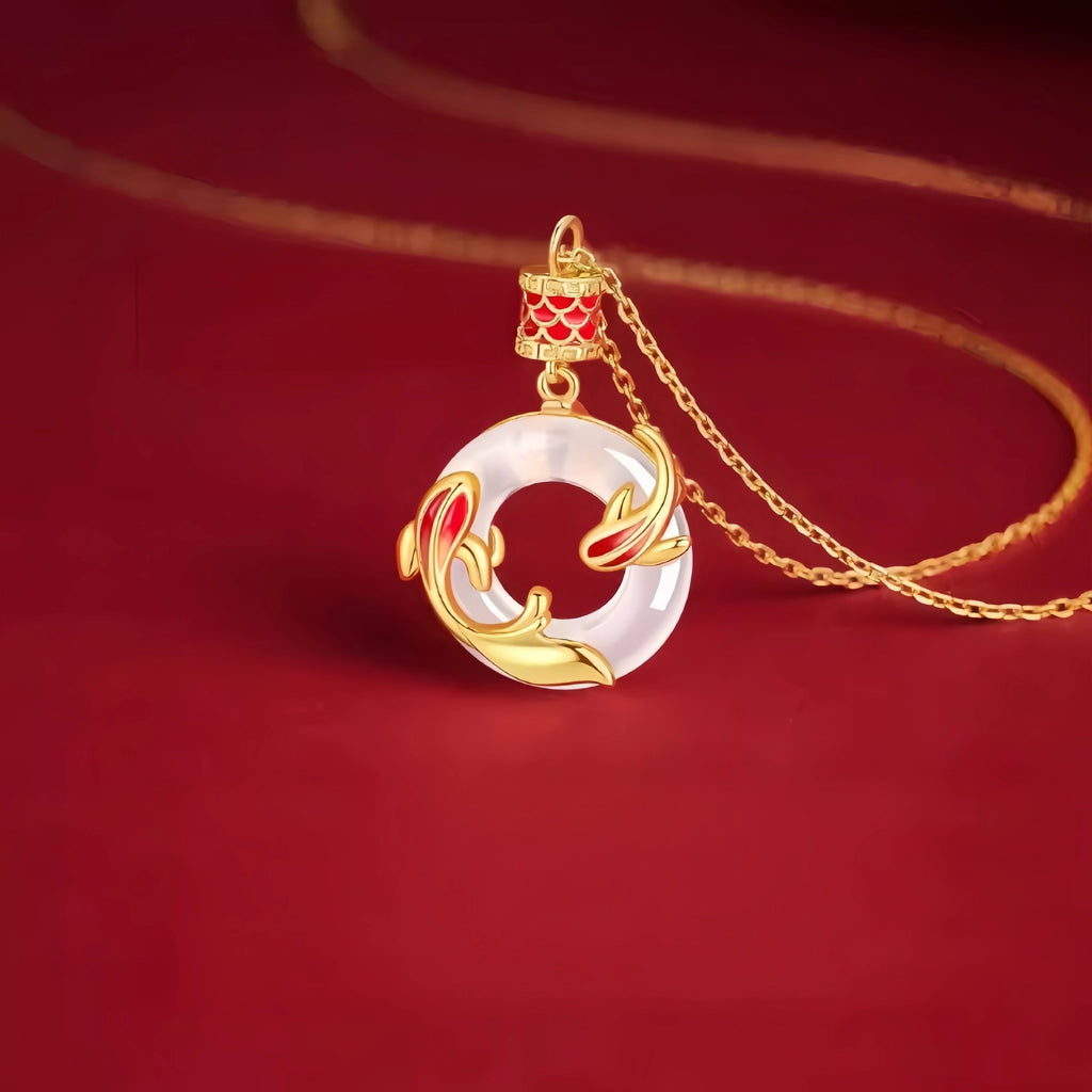 Natural Hetian Jade Ping An Kou Necklace - safety and positive blessings