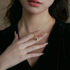 Collier en pierre naturelle Œil de tigre, chaîne pour femme vintage style Maillard