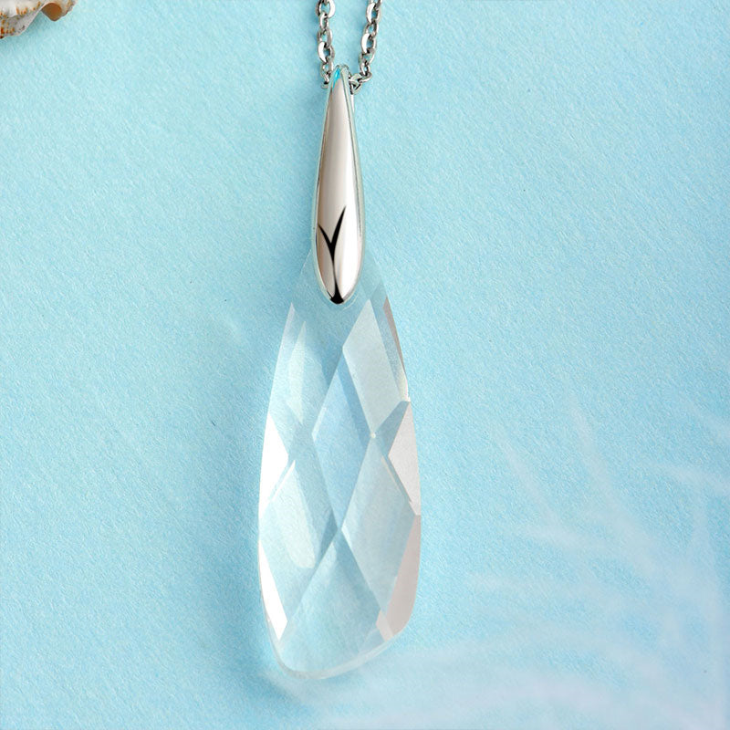 Snow Soul Clear Quartz Drop Necklace - Clarity & Focus