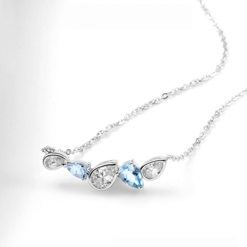 Natural Aquamarine Smile Necklace - Gentle Luck and Clarity
