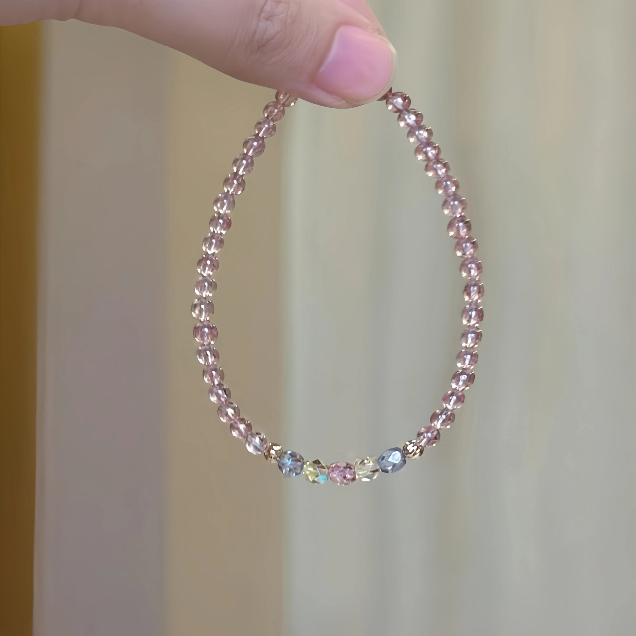 Strawberry Quartz & Pearl Stackable Bracelet - Sweet Loving Vibes