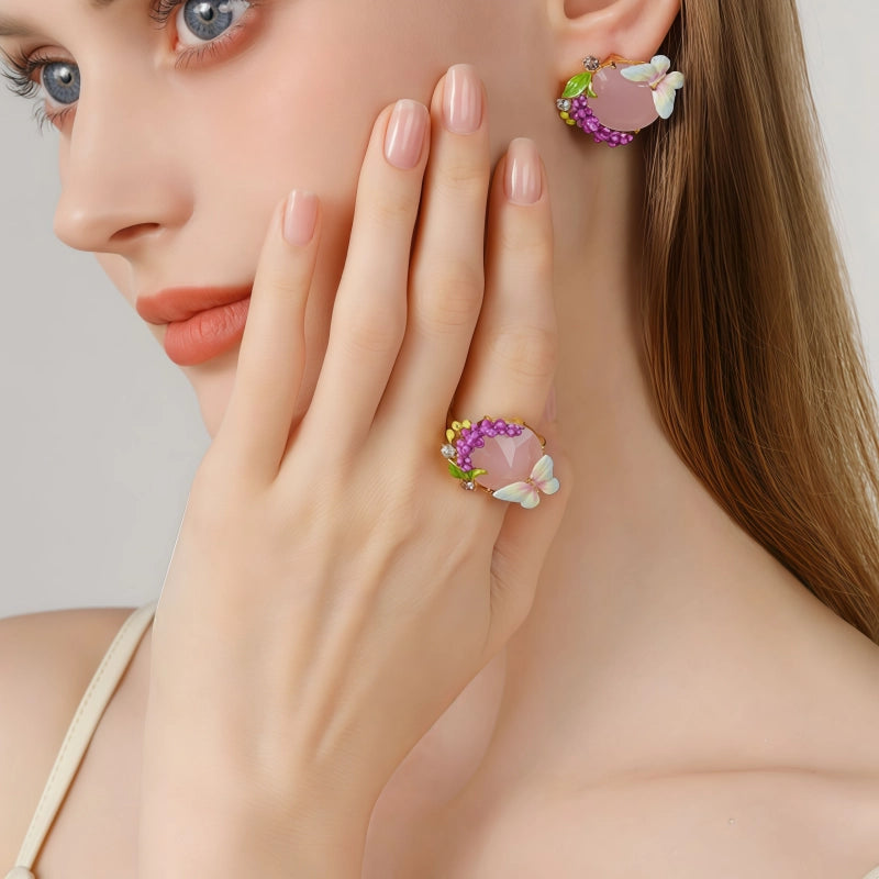 Bague Papillon de Rêve en Pierre Précieuse Lavande - Bague Calme