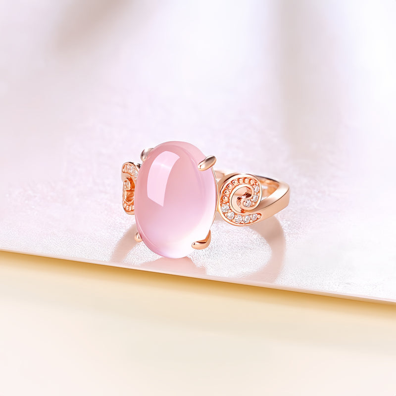 Natural Pink Crystal Ring - Calms Heart, Attracts Affection