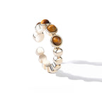Natural Tiger Eye Stone Ring With Geometric Opening Ring - The Stone of Courage for Career Success