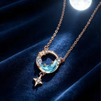 Collier Lune Bleue Mystique et Étoile Blanche Pure