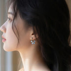 Natural Grey Moonstone Beaded Hoop Earrings - Calm & Intuition