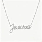 Collier prénom en diamant pavé sur mesure | Collier lettre de luxe minimaliste en argent sterling 925