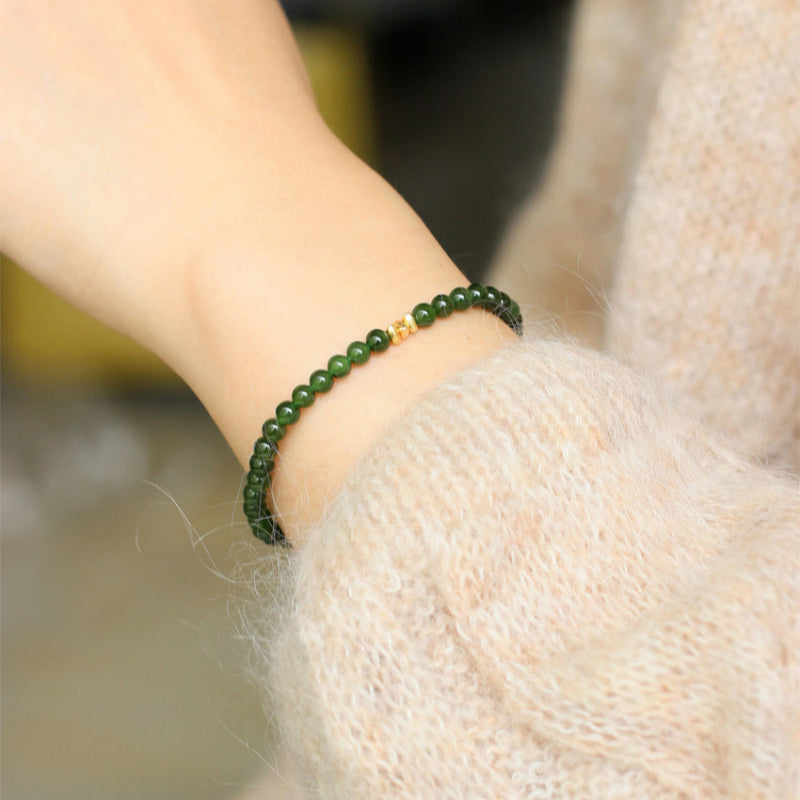 Spinach Green Hetian Jade Bracelet— Pure Grace Hetian Jade