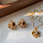 Vintage Star‑Cross Tiger's Eye Pearl Gold‑Plated Jewelry Set - Strength & Protection