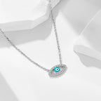 Devil's Eye Necklace, Pure Silver Zircon Vintage Collarbone Chain