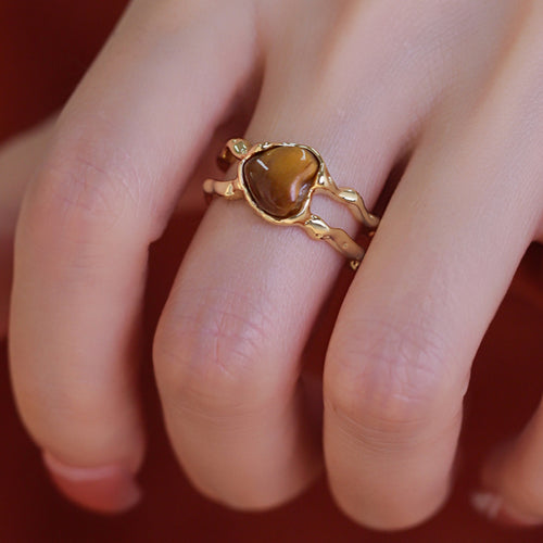 Tiger Eye Heart Ring - Calm the Mind & Ward Off External Disturbances