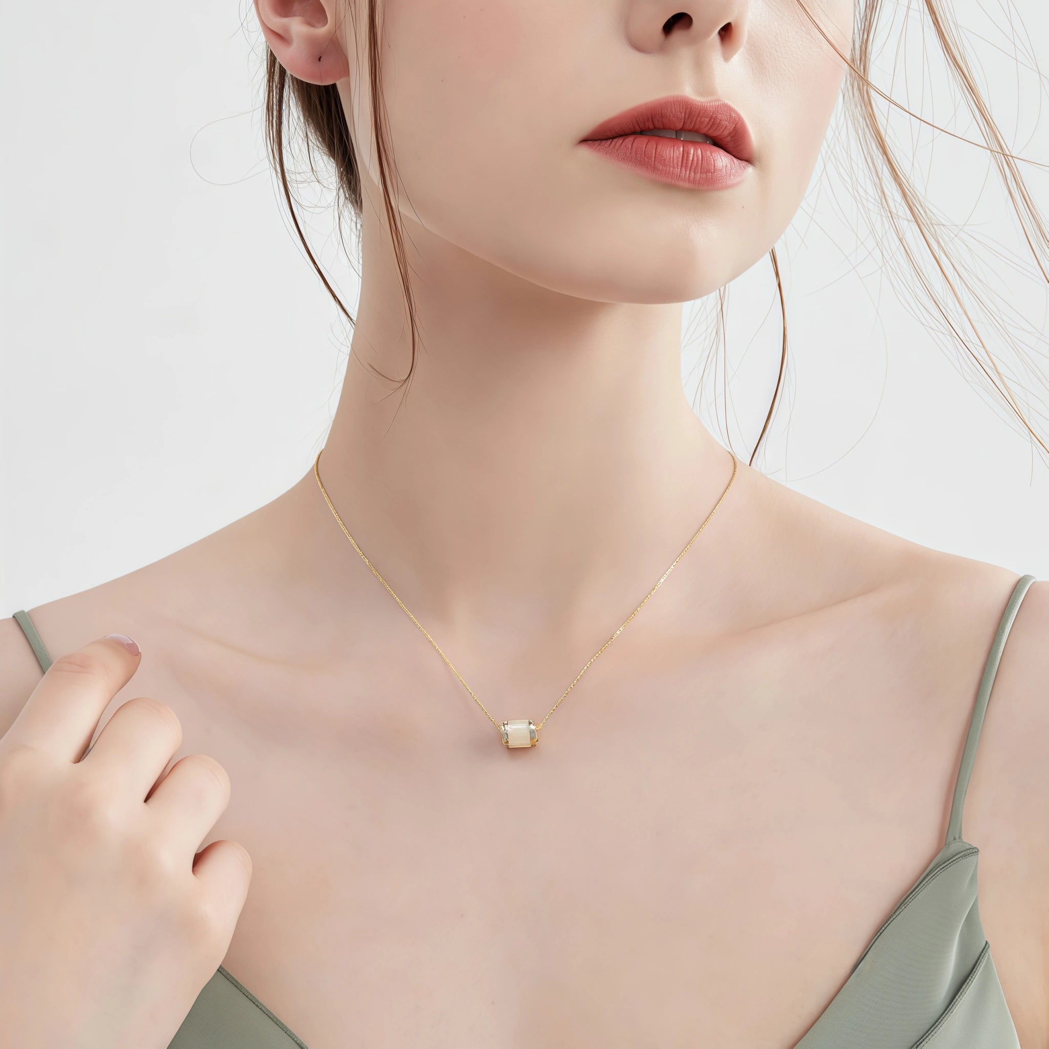 Collier en jade Hetian simple et sûr