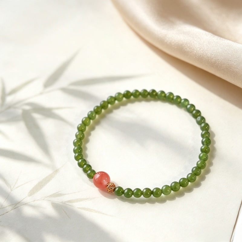 Bracelet en jade Hetian naturel Lotus Éclat Pur