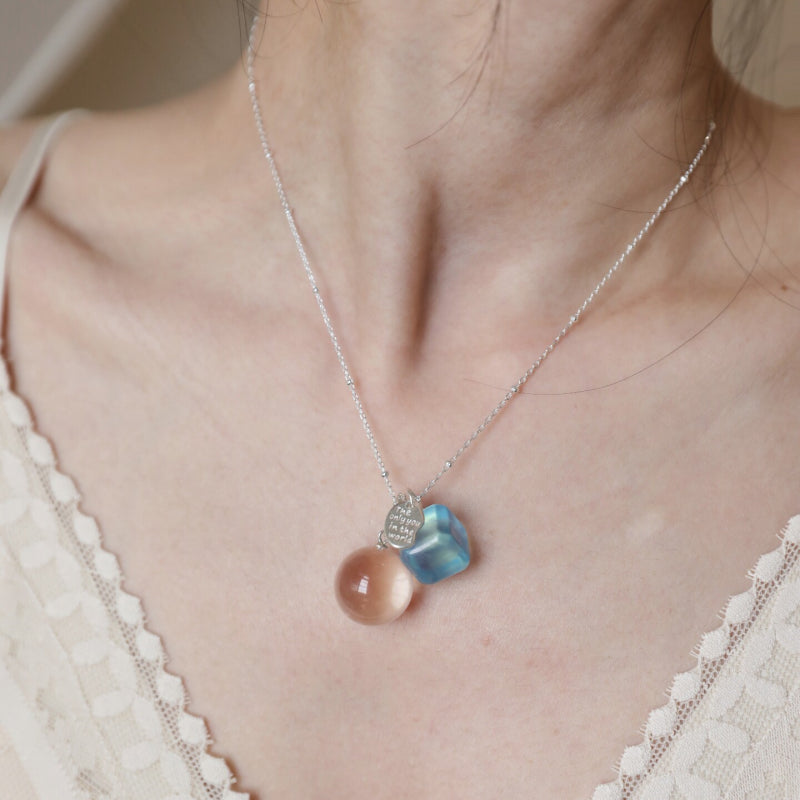 Clear Quartz & Aquamarine Necklace– Purify Mind, Speak Truth, Attract Calm