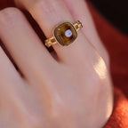 Bague en pierre naturelle Œil de Tigre, bague exquise pour l'index - La pierre du courage pour la réussite professionnelle