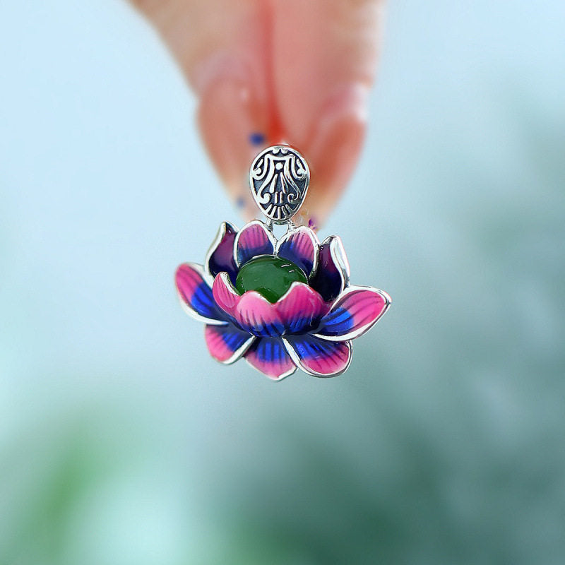 Hetian Jade Lotus S925 Necklace - Healing Energy, Peaceful Fortune