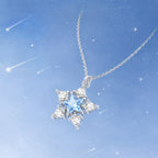 Sparkling Blue Star Snowflake Necklace - Embrace Clarity and Hope