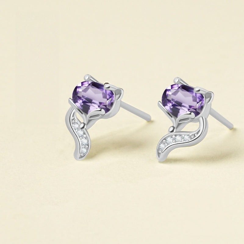 Mystic Fox Natural Amethyst Studs - Treat Yourself to A Touch of Grace and Charm