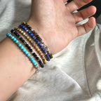 Natural Stone Round Bead Stackable Bracelet - Focus Goals & Seize Opportunities