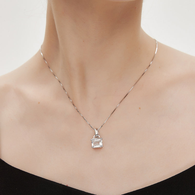 Natural Clear Quartz Square Pendant Choker · Guard Your Energy