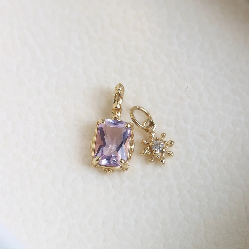 Amethyst Rectangle Pendant Necklace - Calm Mind & Peaceful Sleep