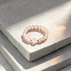 Natutal Rose Quartz Elastic Ring - Love and Peace