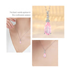 Collier goutte de rosée rose en cristal naturel