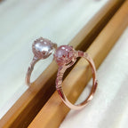 Natural Rose Quartz Crystal, Healing Ring For Women