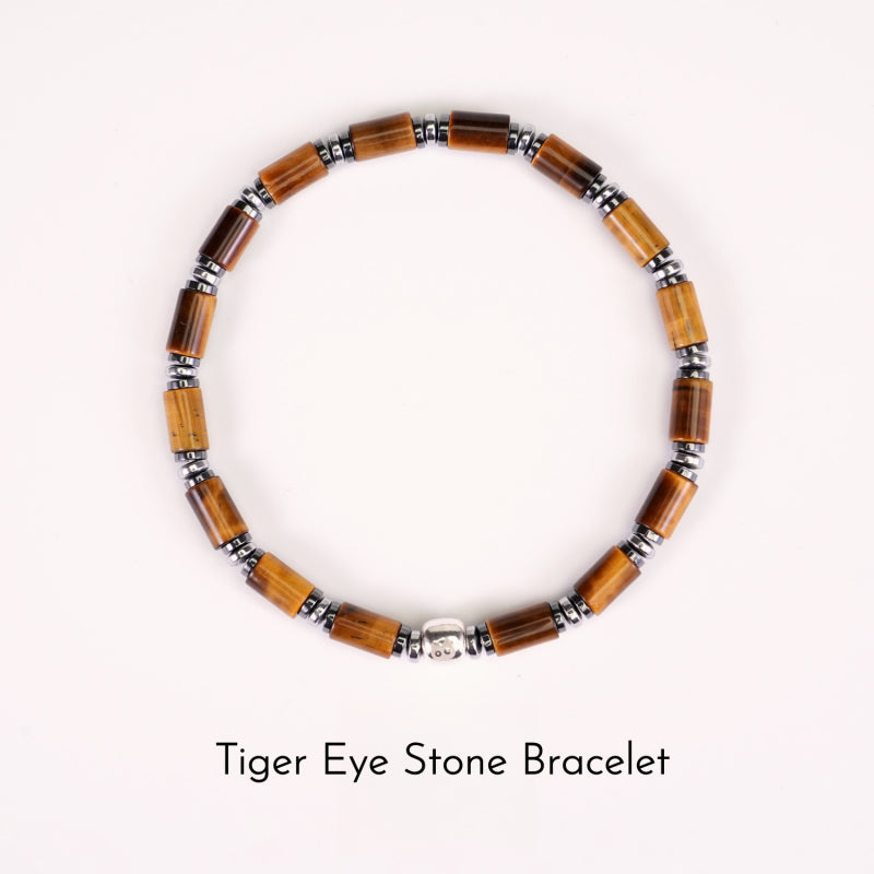 Tiger Eye Stone S925 Original Beads Bracelet, Minimalist Ins Style Unisex Tube Bead Bracelet