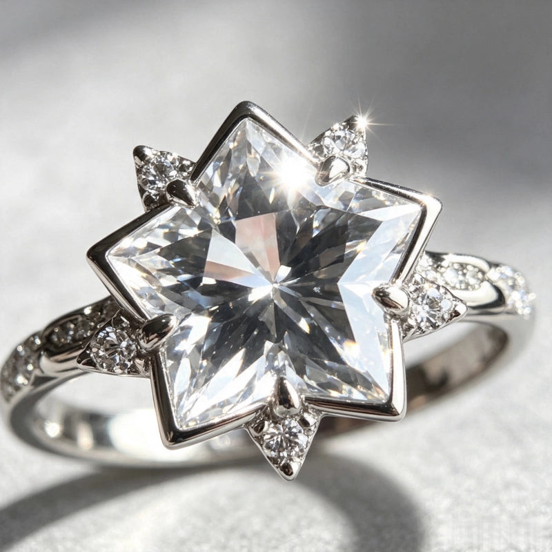 Natural Clear Crystal Star Ring - Delivers Sweet Romantic Love