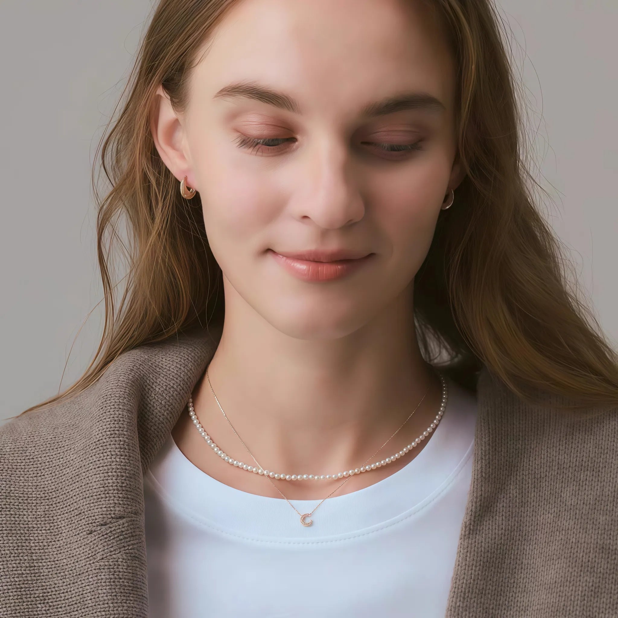 Pavé‑Set Crescent Moon Jewelry Set - Quiet Protection