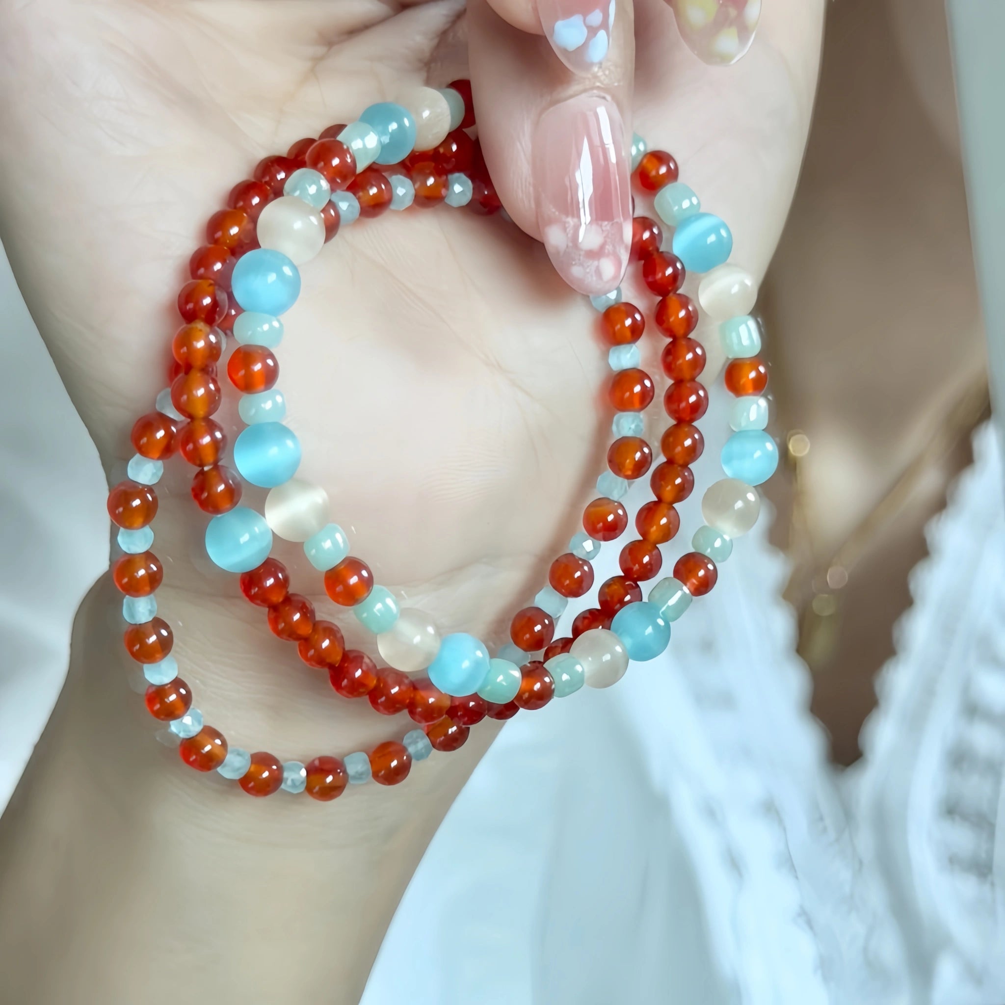 Red Agate Cat's‑Eye Stackable Bracelet - Ignite Warm Inner Vibes