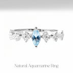 Aquamarine Crown Ring-Genuine Gemstone Crystal Chakra Jewelry