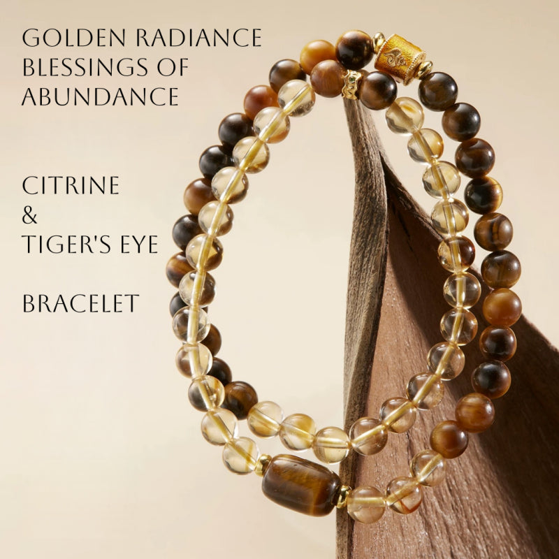 Natural Citrine & Tiger's Eye Bracelet - Success & Wealth