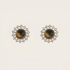 Sunflower Tiger Eye Stud Earrings — Niche Retro Crystal for Fortune & Success