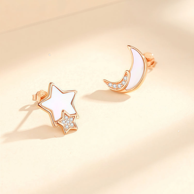 Beimu Star Moon Asymmetric Earrings - Awakens Your Inner Intuition