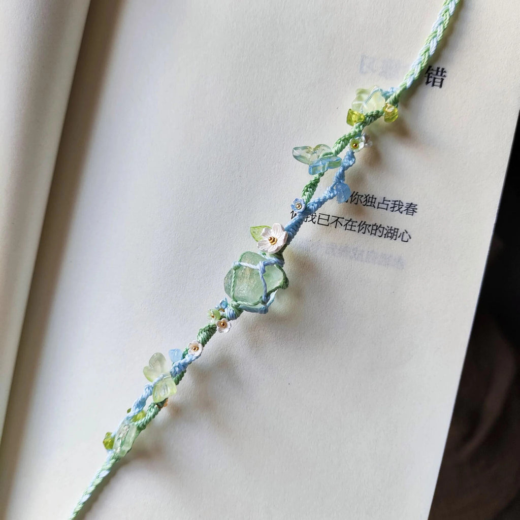 Natural Green Fluorite Hand Braided Bracelet - Clarity & Renewal Energy