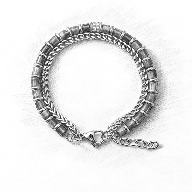 Bracelet Œil de tigre naturel « Dune de sable » — Chaîne cubaine minimaliste