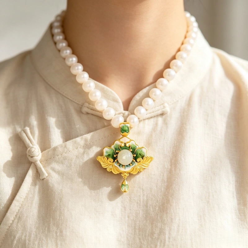 Collier Lotus Perles d'Eau Douce – Cadeau Attentionné pour Maman et Aînée