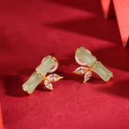 Boucles d'oreilles en bambou de jade Hetian naturel