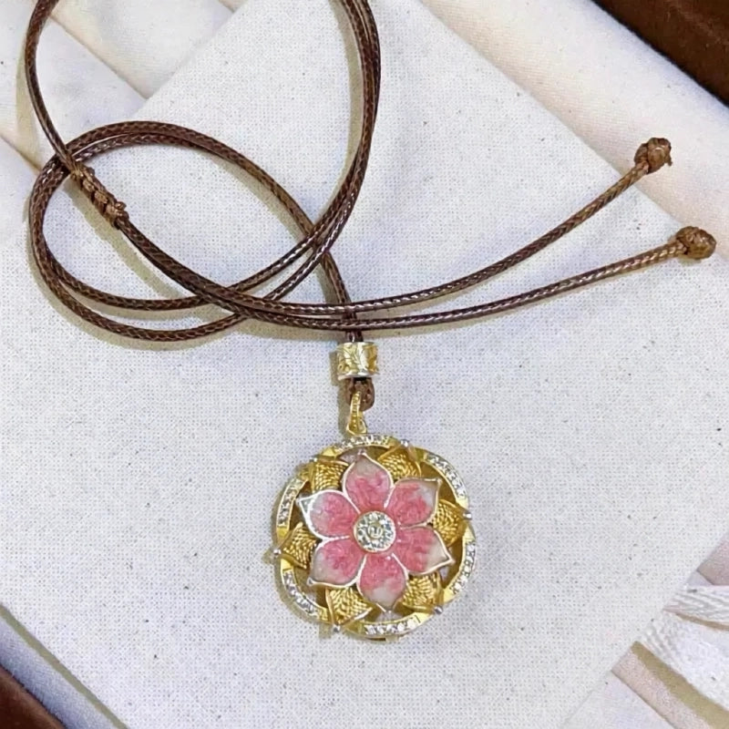 Pink Lotus Necklace - Healing Energy, Purity and Luck