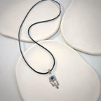 Pendentif Trèfle à quatre feuilles bleu en cristal naturel – Cadeau porte-bonheur pour elle / Maman