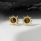Puces d'oreilles Œil de tigre unisexe — Bijoux de niche unisexe en cristal pour la fortune et l'énergie positive